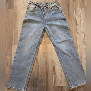 Miss Lola Distrssed Highrise Straight Jeans